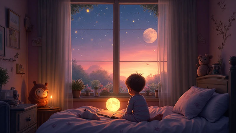 Παιδί στέλενει ευχές για καλό βράδυ