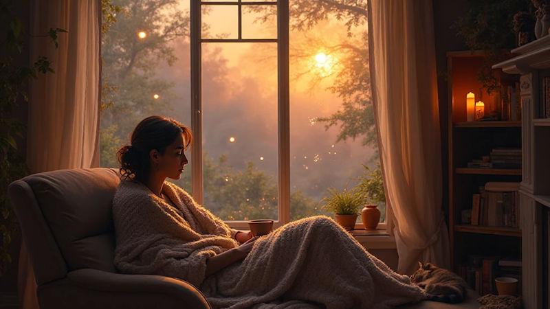 Γυναίκα στέλνει ευχές για μια χαλαρωτική βραδιά