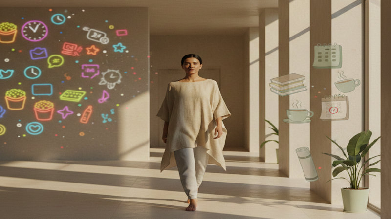 Γυναίκα περπατάει με άνεση και πειθαρχεία